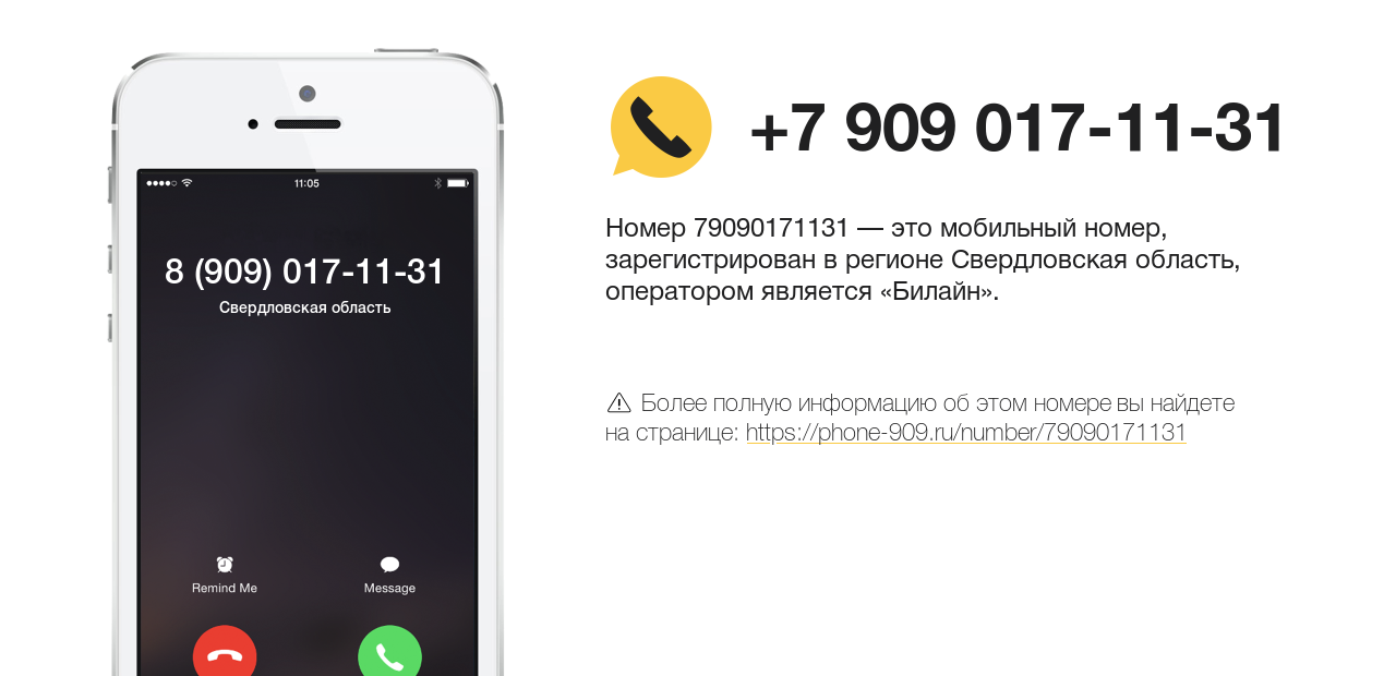 Номер телефона 8 (909) 017-11-31