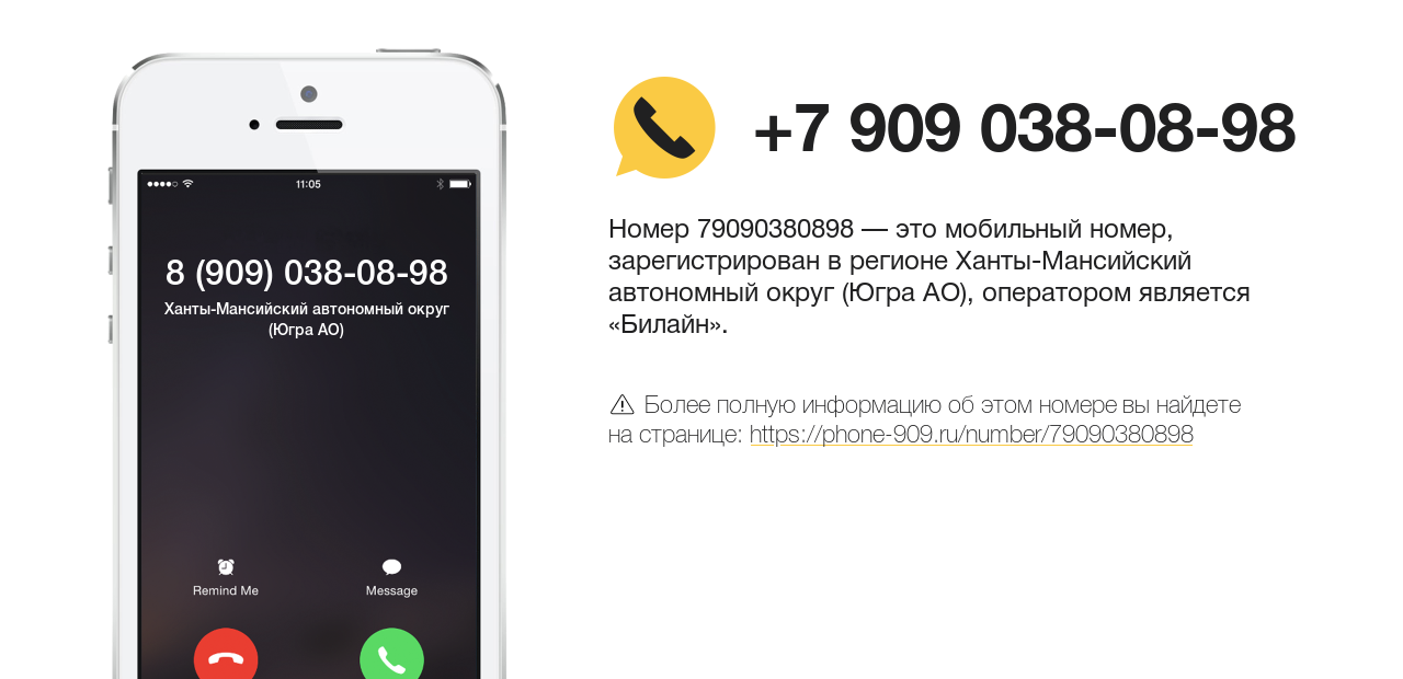 Номер телефона 8 (909) 038-08-98