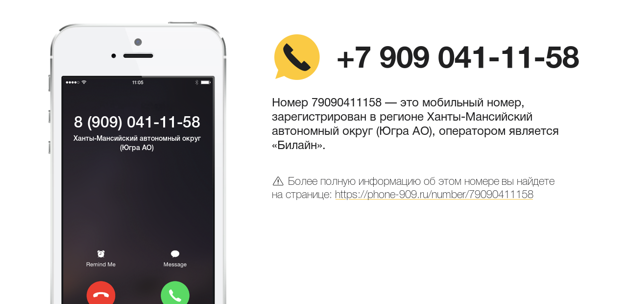 Номер телефона 8 (909) 041-11-58