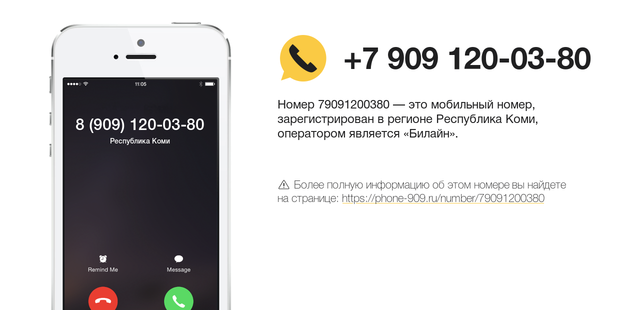 Номер телефона 8 (909) 120-03-80