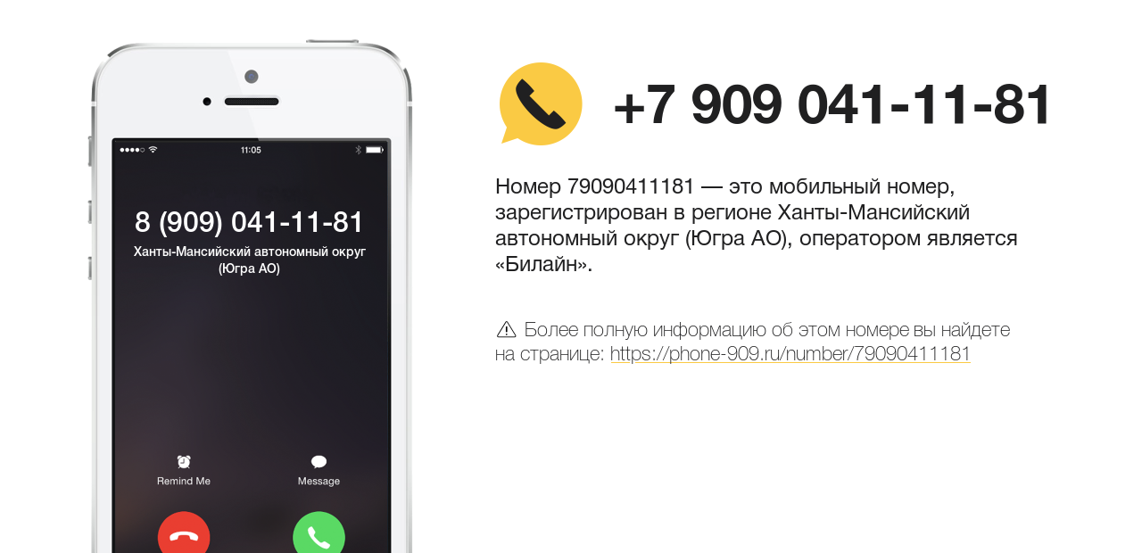 Номер телефона 8 (909) 041-11-81