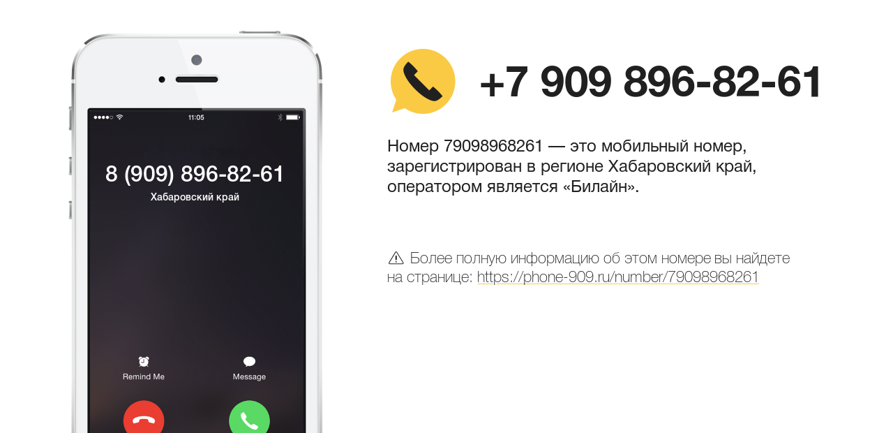 Номер телефона 8 (909) 896-82-61